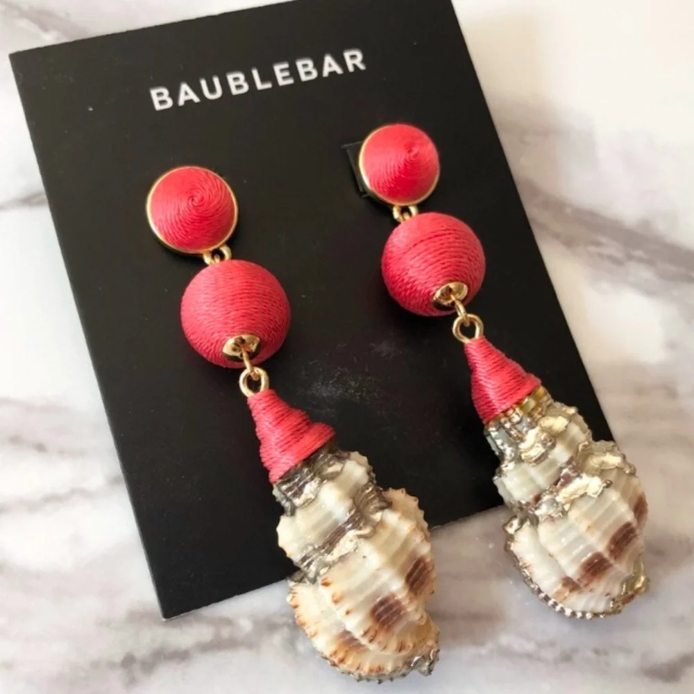 BaubleBar Shell Earrings in Coral. Brand new!